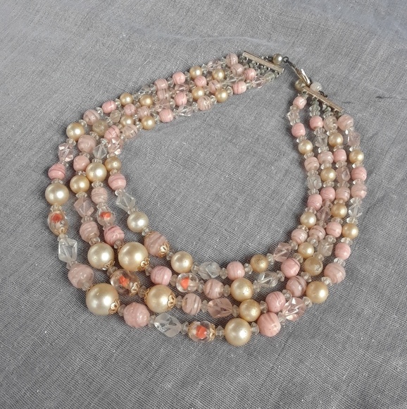 Jewelry - Sweet, soft colors choker style 3 Strand necklace